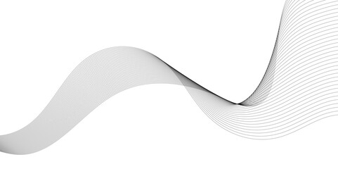 Wall Mural - Abstract wavy white and grey curved lines on transparent background. Frequency sound wave lines and technology background, Design for brochure, flyer, banner, template, business wave lines background