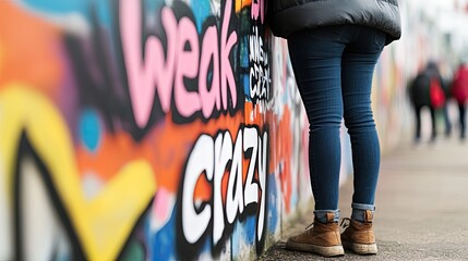 Person Standing Near Graffiti Wall