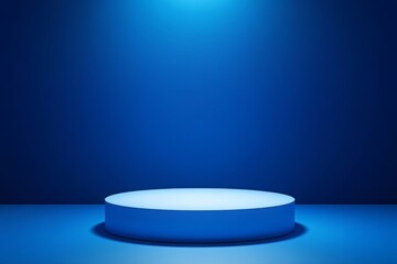 Sticker - An empty blue background with a spotlight with a studio design. Blank cement backdrop for a realistic 3D rendering.