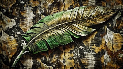 Detailed feather resting on a textured surface.