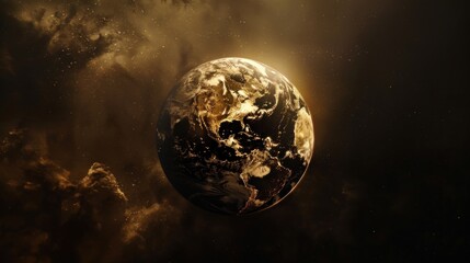 Sticker - earth in space with golden glow.