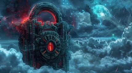 Wall Mural - Futuristic Gate in the Clouds.