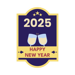 Wall Mural - Happy New Year 2025 Badge Greeting