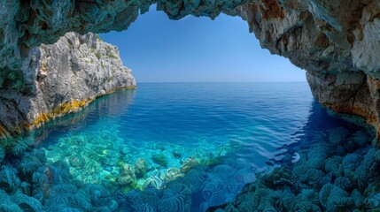 Poster - Ocean Cave with Crystal Clear Waters