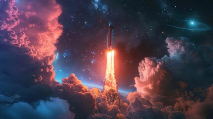 Wall Mural - Rocket Launch in Space