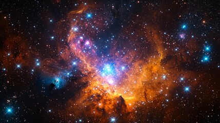 Wall Mural - cluster of stars surrounded by colorful gas clouds in deep space