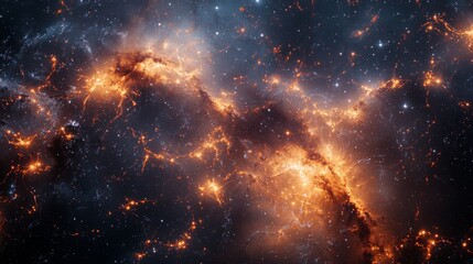 Wall Mural - cosmic web : high-resolution image of the cosmic web, with galaxies linked by dark matter filaments