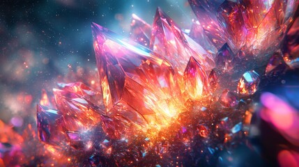 Wall Mural - crystal galaxy : high-resolution image of a galaxy with a crystal-like structure, reflecting light i