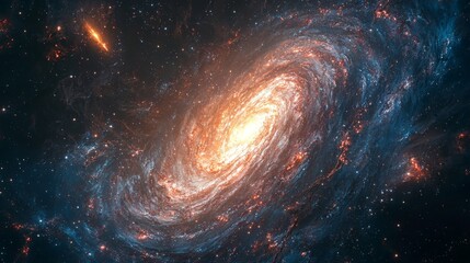 Wall Mural - deep space scene with a close-up view of a galaxy spiral arms