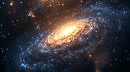 Wall Mural - deep space scene with a close-up view of a galaxy spiral arms