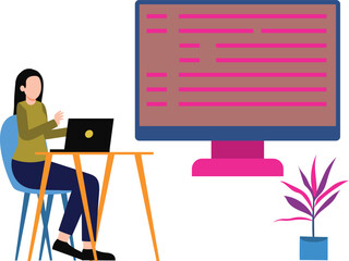 Boy watching programming on monitor.