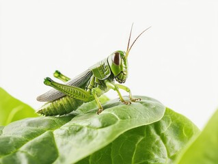 Canvas Print - grasshopper on a leaf