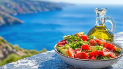 Wall Mural - Mediterranean Salad with Sea View