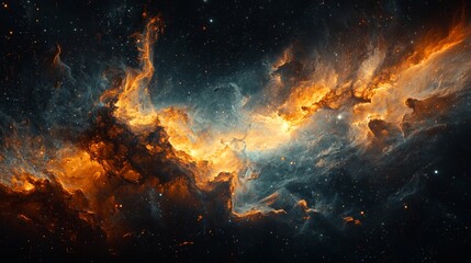 Wall Mural - ethereal light patterns in a black void, resembling a nebula