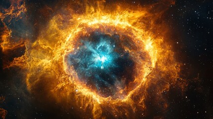 Wall Mural - explosion of a distant star in a vibrant, colorful nebula
