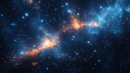 Wall Mural - Galactic background with close-up of sparkling star clusters