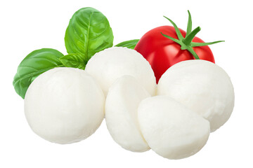 Sticker - Mini mozzarella balls isolated on white background with full depth of field.