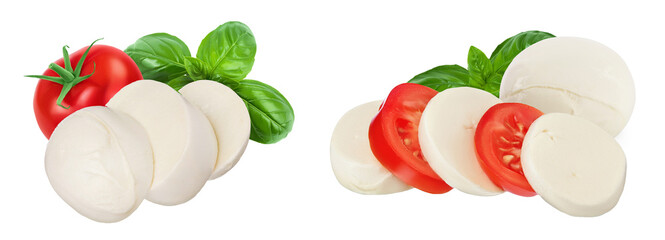 Wall Mural - Mozzarella cheese sliced isolated on white background with full depth of field