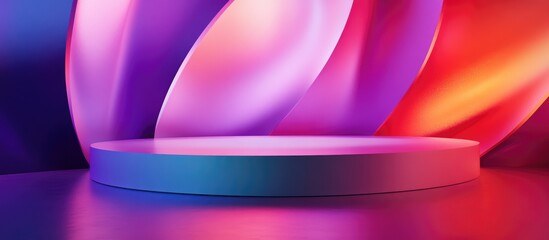 Poster - 3D rendering of a gradient glossy abstract geometric podium stage designed for product showcases