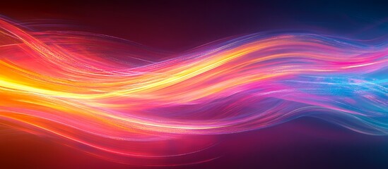 Wall Mural - A vibrant wave of colorful light trails creating an abstract digital background.