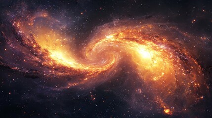 Wall Mural - Galaxy Collision : Close-up of the chaotic interaction between two colliding galaxies