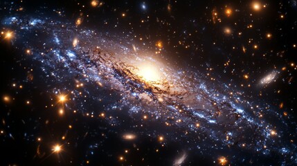 Wall Mural - Galaxy with Dark Matter : Close-up of a galaxy where dark matter forms visible, ghostly structures