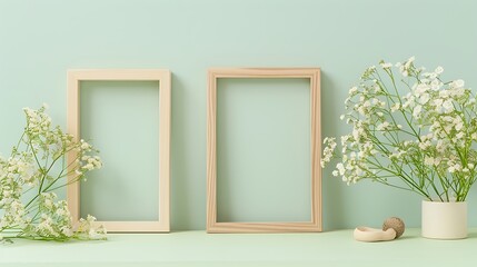 Two Wooden Frames with Flowers