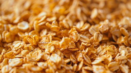 Wall Mural - A close-up of golden, toasted oats, showcasing their texture and color.