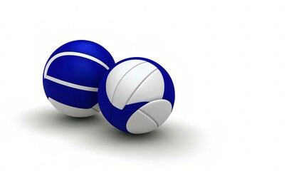 Two white-blue volleyball balls on a white background