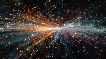 Wall Mural - Abstract cosmic explosion with glittering lights.