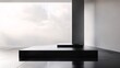 © Pichapob - A sleek, modern podium with clean lines, set on a reflective platform with a soft, abstract background