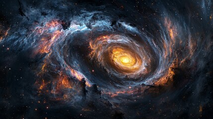 Wall Mural - vortex like nebula with glowing colors, spiraling into the darkness