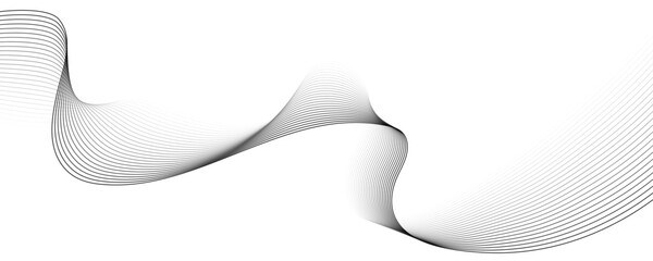 Wall Mural - abstract black wavy lines pattern isolated on transparent background. vector design element
