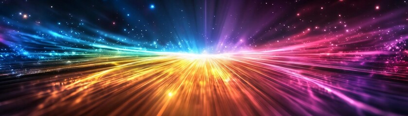 Wall Mural - a vibrant display of rainbow colors radiating outward, creating a mesmerizing light effect perfect f