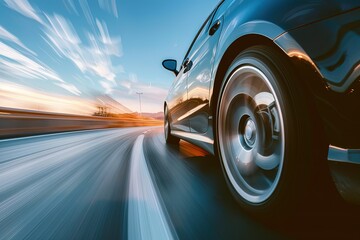 Wall Mural - a car driving down a highway at high speed