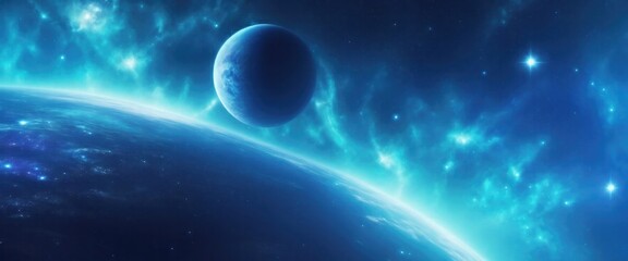 Wall Mural - Beautiful Blue Sci-fi cosmic space background