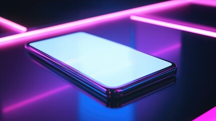 Canvas Print - Smartphone with neon lights.