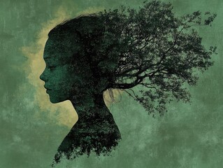 Poster - silhouette of a person with a tree