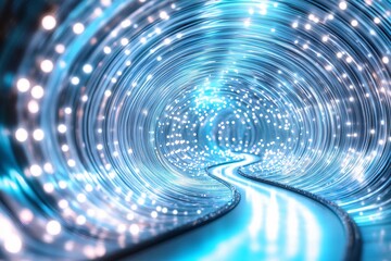 Wall Mural - a vibrant tunnel illuminated with blue lights, creating a magical atmosphere that captures the essen