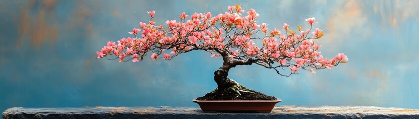 Canvas Print - Pink Flower Bonsai Tree Photo