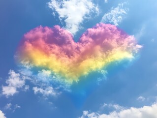 Rainbow heart cloud in the sky  a vibrant celebration of love and lgbtq  pride poster