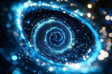 Wall Mural - Stunning depiction of a swirling galaxy, showcasing vibrant blue hues and shimmering stars in a mesmerizing cosmic scene.