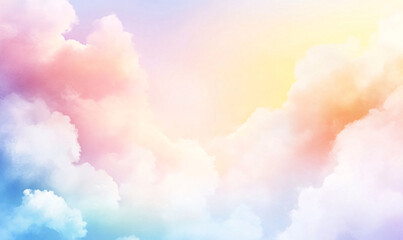 Wall Mural - watercolor background with clouds-generative ai