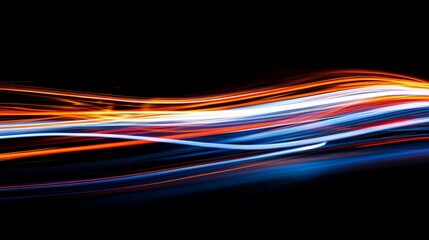 Leinwandbilder - This vibrant abstract image features dynamic streaks of light in various colors on a black background, symbolizing energy, speed, and modern digital art designs.