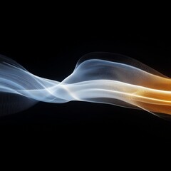 Fototapete - An abstract image featuring blue and orange fluid light waves on a black background, symbolizing motion, energy, and artistic creativity in modern digital art.