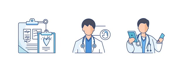 Isometric flat 3D concept of telemedicine, online health care and medical services.