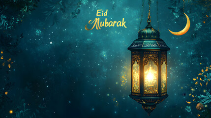 Islamic background with colorful lantern light, Ramadan background. AI generative.