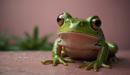 Vibrant Green Frog Close-Up