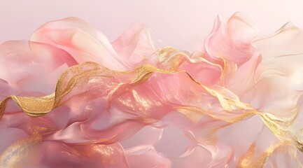 Wall Mural - Abstract Pink and Gold Swirling Liquid Texture