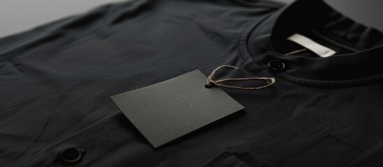 Blank shirt label tag mockup with black shirt background